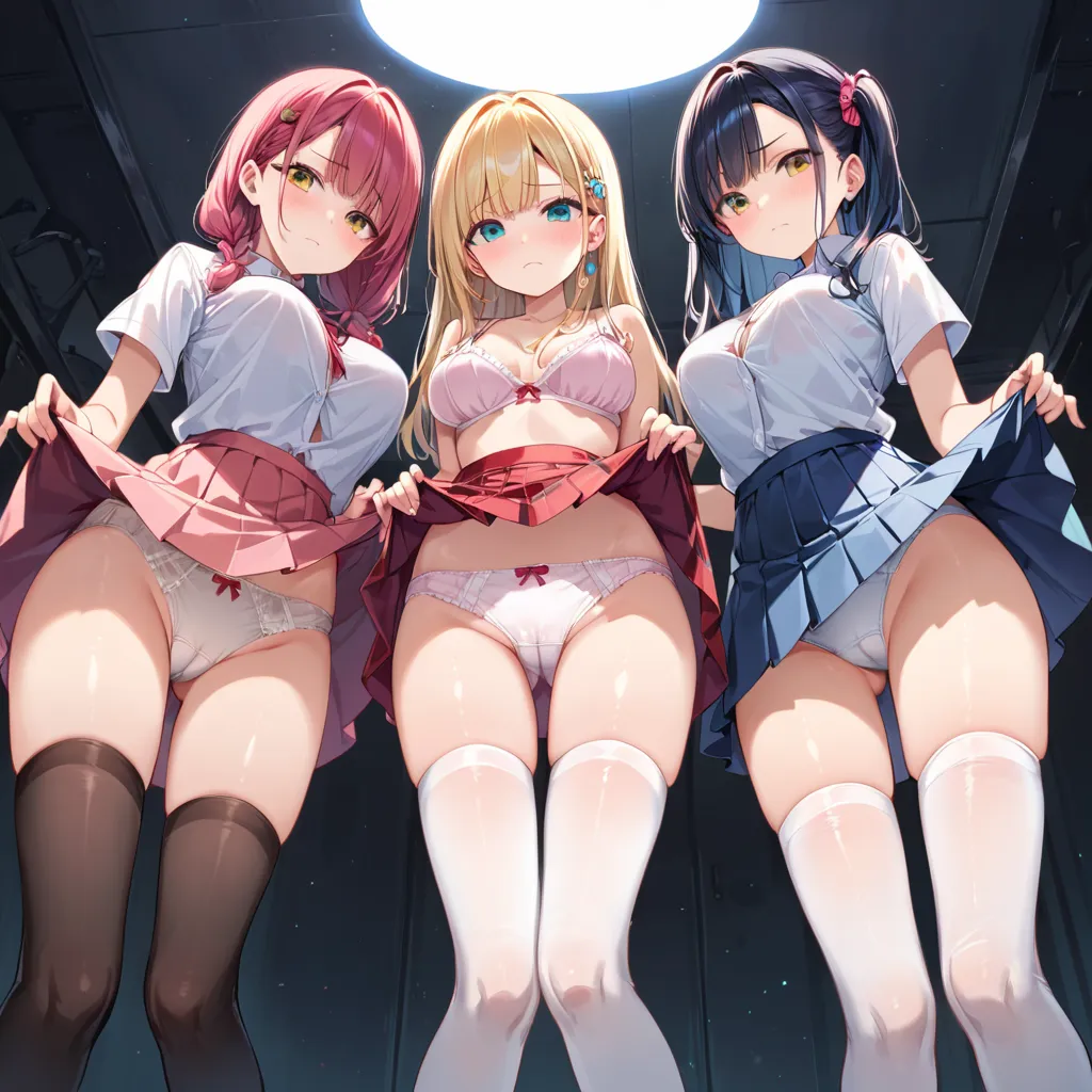 ハーレム-嫌な顔-パンチラ-9